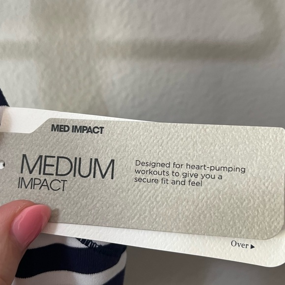 New Balance by J. Crew Navy Blue Striped Zip Front Sports Bra Racerback Small - Picture 7 of 11